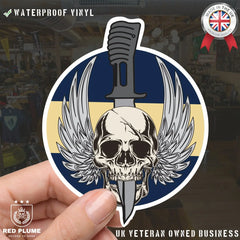 Waterproof Vinyl Royal Wessex Yeomanry Sticker - Winged Skull redplume