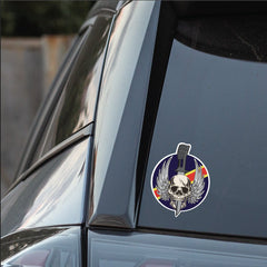 Waterproof Vinyl Royale Electrical Mechanical Engineers Sticker - Winged Skull redplume