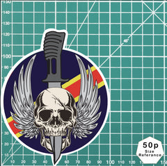 Waterproof Vinyl Royale Electrical Mechanical Engineers Sticker - Winged Skull redplume