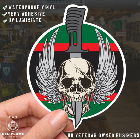 Waterproof Vinyl The Rifles Sticker - Winged Skull redplume
