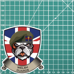 Welsh Guards British Bulldog and Union Jack Shield Vinyl Sticker - 10cm redplume