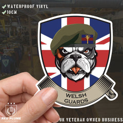 Welsh Guards British Bulldog and Union Jack Shield Vinyl Sticker - 10cm redplume