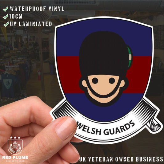 Welsh Guards Shield Vinyl Sticker - 10cm - UV Laminated redplume