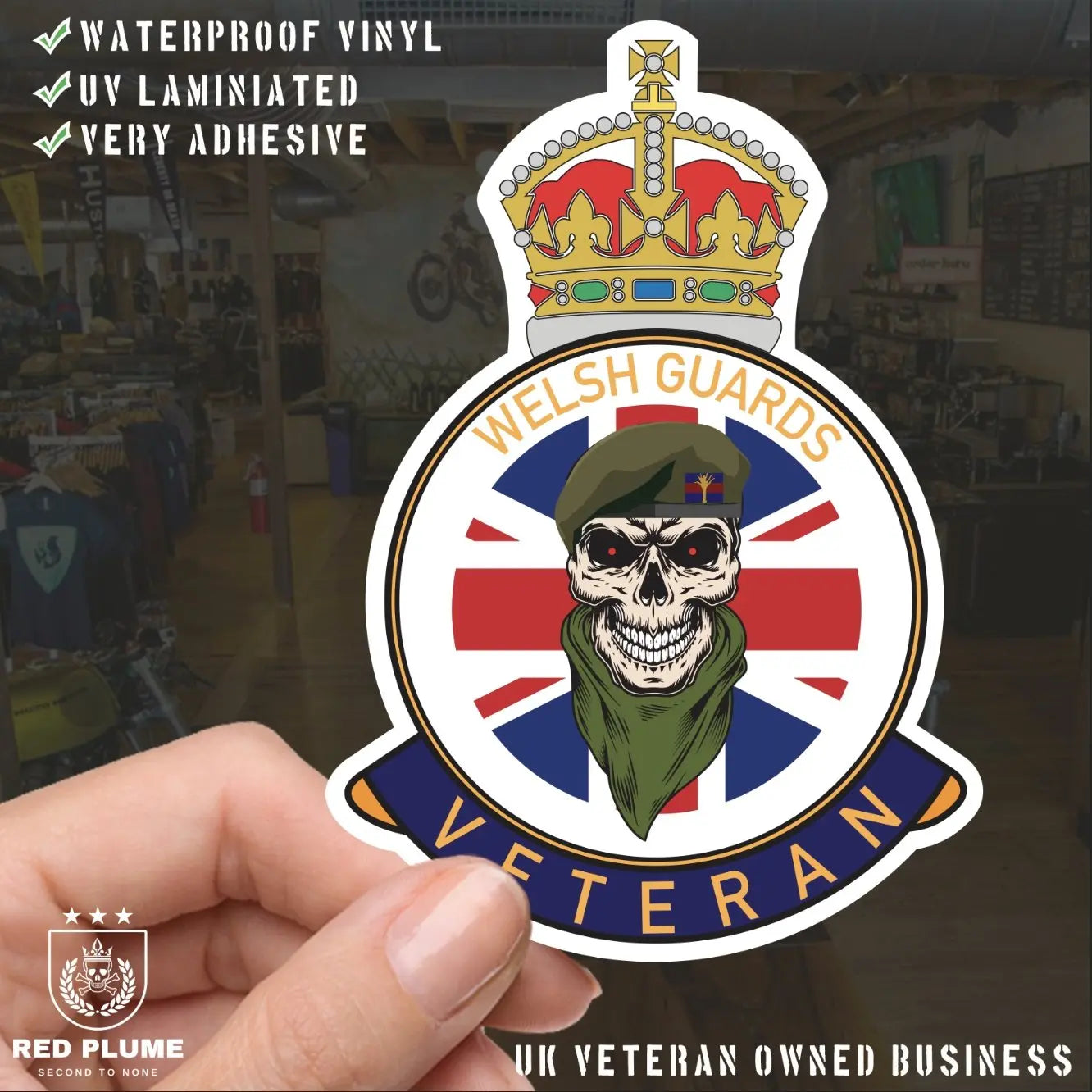 Welsh Guards Veteran UV Laminated Lord Kitchener & Beret Decal - Red Plume