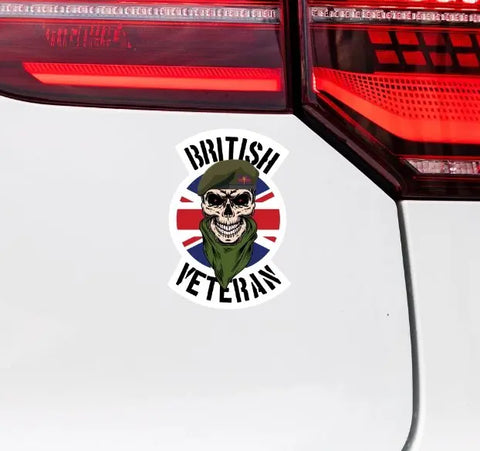 Welsh Guards Veteran Waterproof Vinyl Decal/Sticker Skull and Union Jack - Red Plume