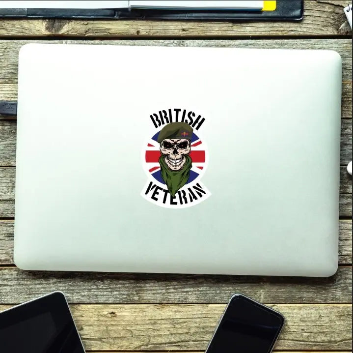 Welsh Guards Veteran Waterproof Vinyl Decal/Sticker Skull and Union Jack - Red Plume