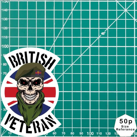Welsh Guards Veteran Waterproof Vinyl Decal/Sticker Skull and Union Jack - Red Plume