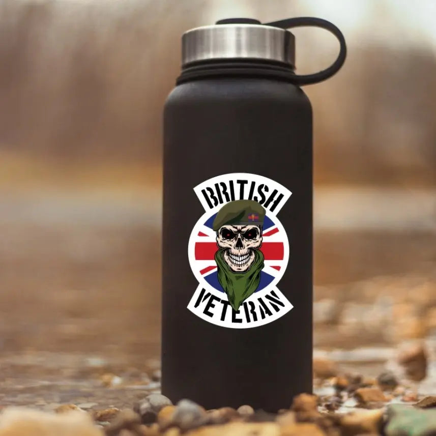 Welsh Guards Veteran Waterproof Vinyl Decal/Sticker Skull and Union Jack - Red Plume