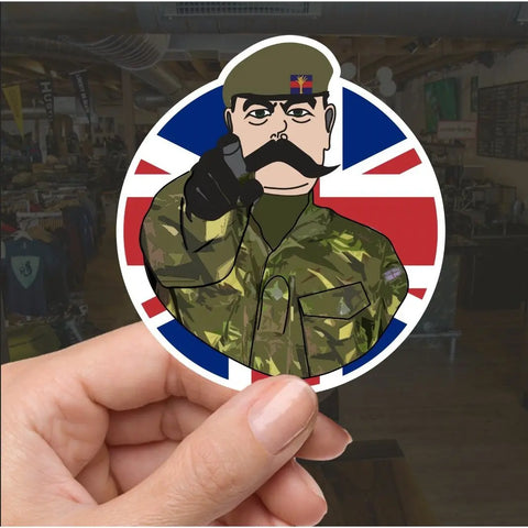 Welsh Guards Vinyl Waterproof Sticker, Lord Kitchener Design - Red Plume
