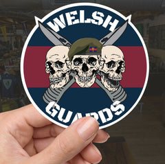 Welsh Guards Waterproof Vinyl Stickers Three Skull Design redplume