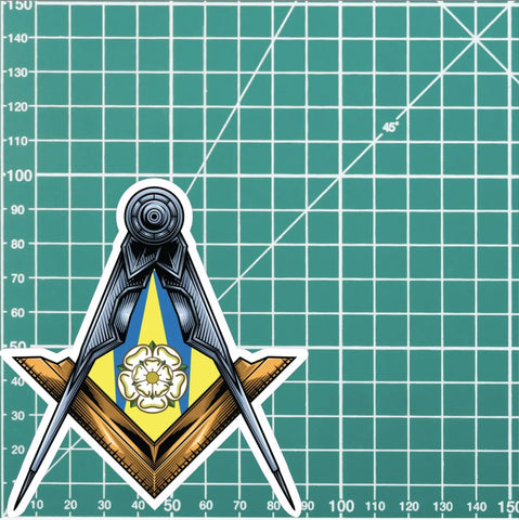 West Yorkshire Masonic Stickers Square & Compass Union Vinyl Decals - Red Plume