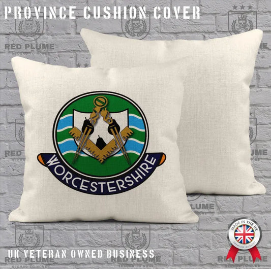 Worcestershire Freemasons Cushion Cover - Perfect Christmas Gift - Red Plume
