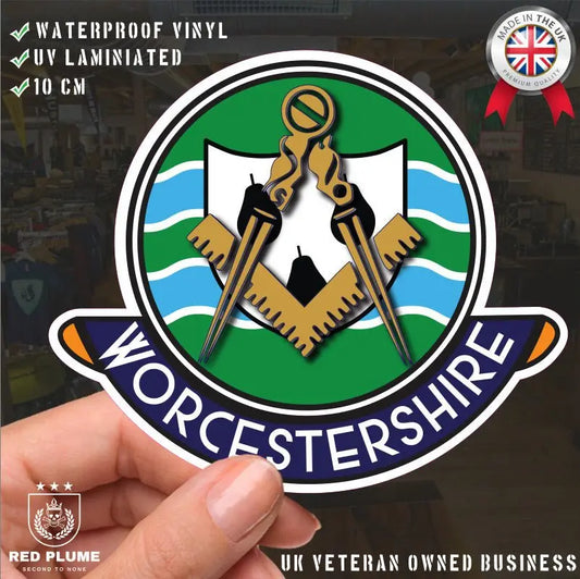 Worcestershire Masonic Car Sticker | UV Laminated - Red Plume