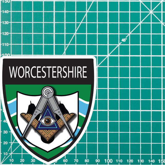 Worcestershire Masonic Shield Sticker - Red Plume
