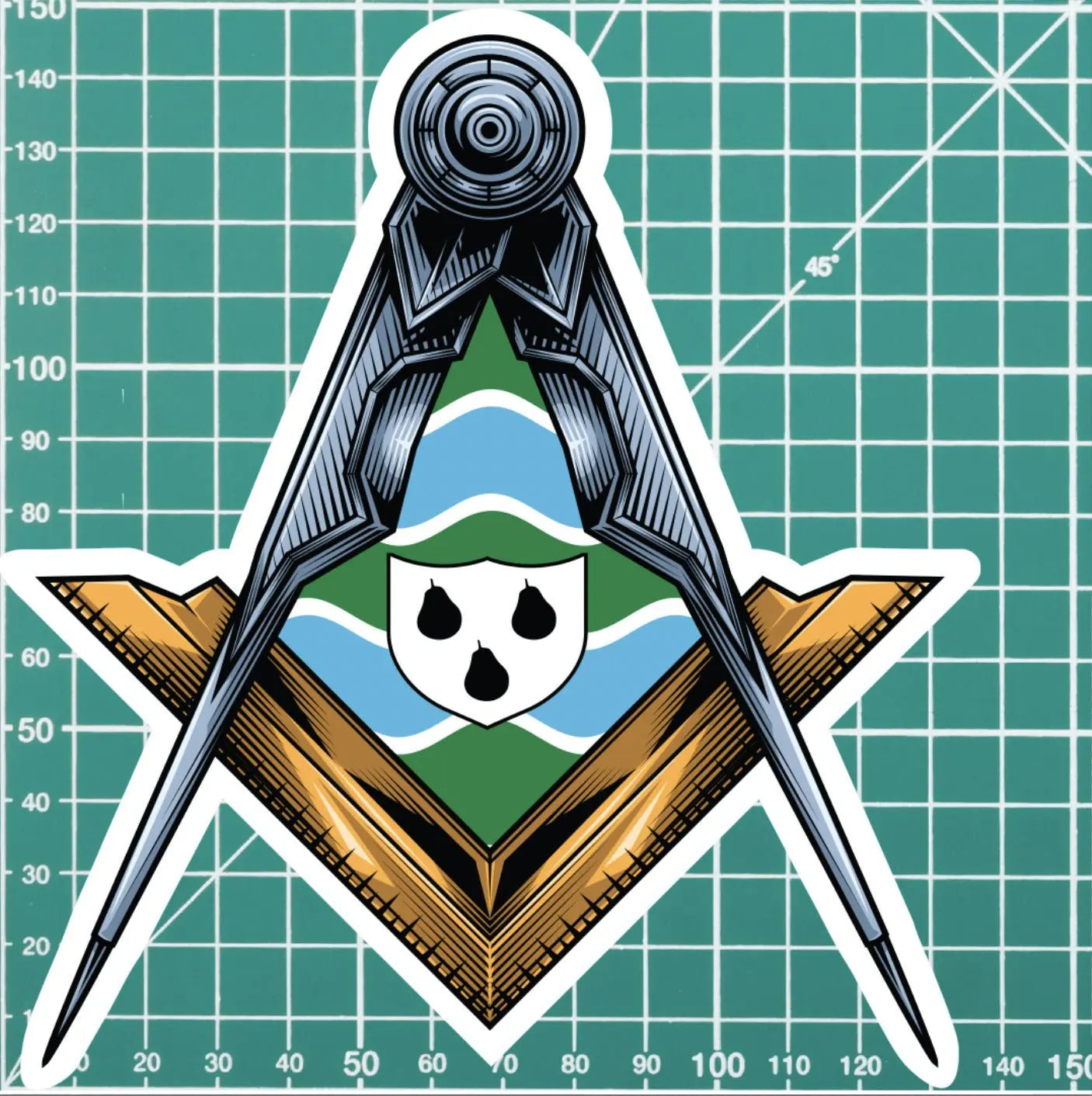 Worcestershire Masonic Stickers Square & Compass Union Vinyl Decal redplume